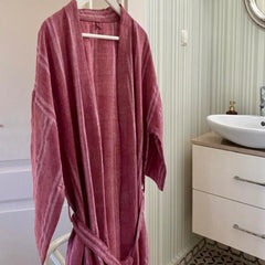 %100 Pamuk Şile Bezi El Dokuması Kimono Bornoz – Kırmızı (108 cm)