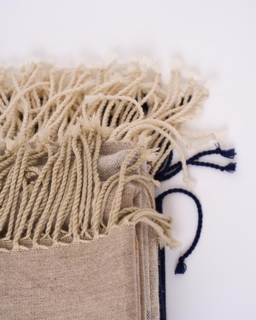 Yün/Pamuk Ehram El Dokuması Paşmina Şal – Uçan Kuş Motifli Bej/Sarı (70X170 cm)